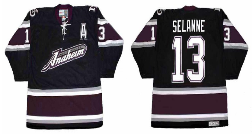 2019 Men Anaheim Ducks 13 Selanne black CCM NHL jerseys